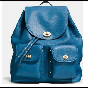 Coach Blue Turnlock Backpack